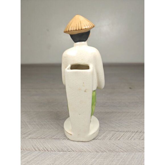 Vintage Asian Porcelain Figurine Planter Vase Occupied Japan Musician W Shamisen - Picture 2 of 6